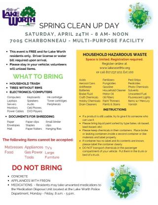 City Wide Spring Clean Up Day Lake Worth Texas