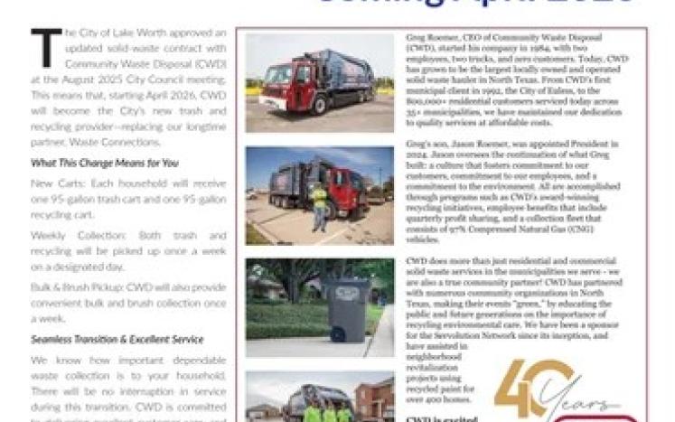 CWD New Trash Service April 2026